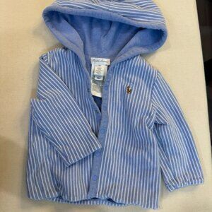 Reversible Ralph Lauren Baby Hoodie | Blue & White Stripe | 9M | 100% Cotton